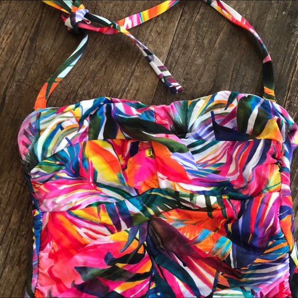 Ralph Lauren Tropical Print One Pc Swimsuit SZ 6 - Picture 2 of 8